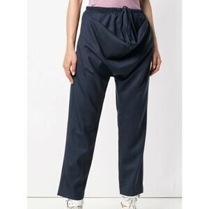 Vivienne Westwood Cropped Drawstring Trousers Blue wool harem pant 46 US 10